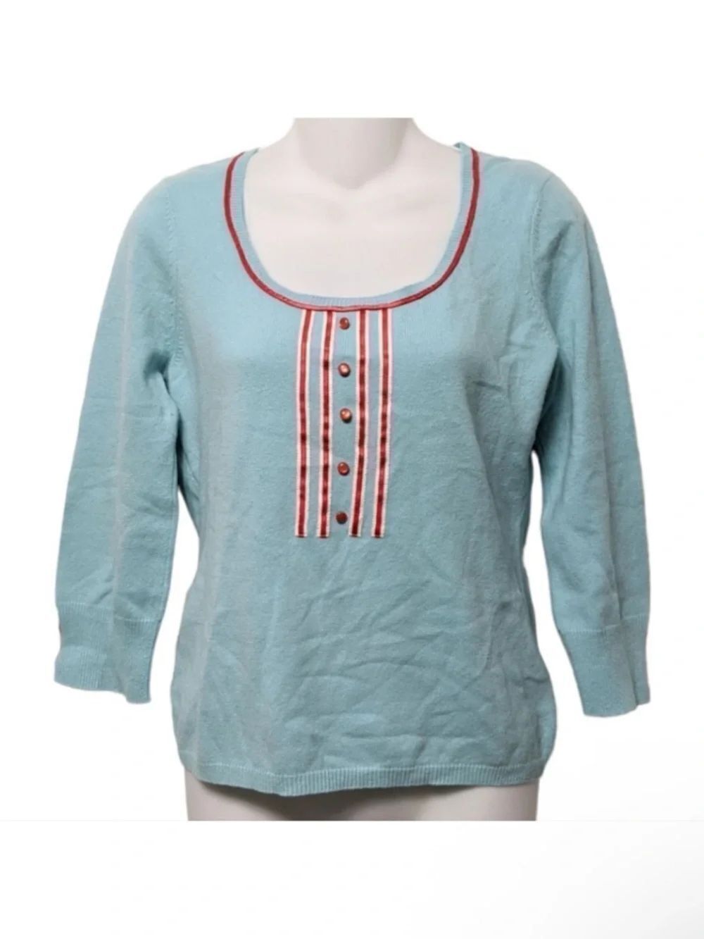 CO-OP Cashmere Blend Retro Pin-up Scoop Neck Sweater L